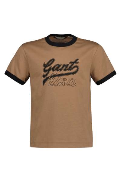 PÓLÓ GANT CROPPED SS T-SHIRT COCOA BROWN