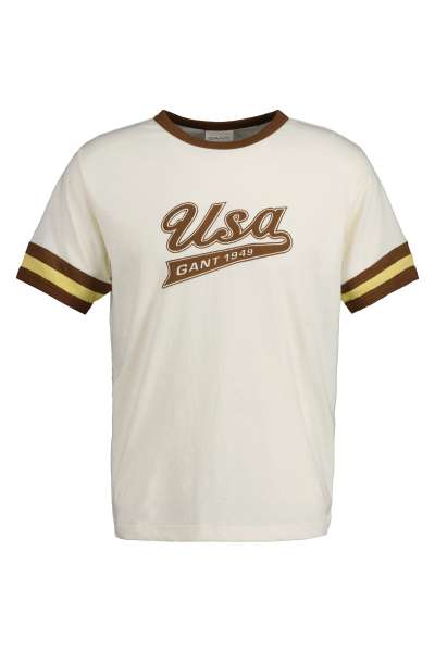 PÓLÓ GANT USA FANCY T-SHIRT CREAM