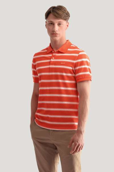 PÓLÓ GANT STRIPE SS POLO GRAPEFRUIT ORANGE