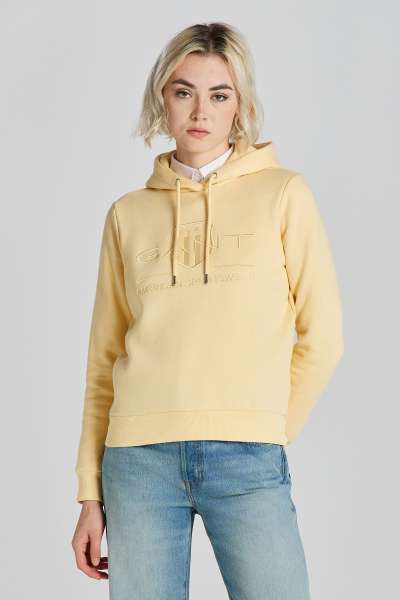 ELEGÍTŐ FELSŐ GANT REG TONAL SHIELD HOODIE DUSTY LIGHT YELLOW