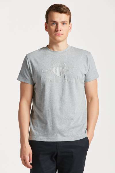 PÓLÓ GANT REG TONAL HIELD  T-HIRT GREY MELANGE