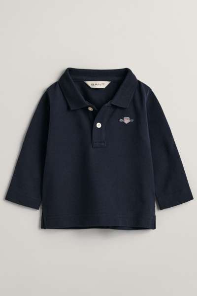 PÓLÓ GANT SHIELD PIQUE LS RUGGER EVENING BLUE