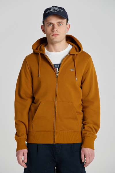 ELEGÍTŐ FELSŐ GANT REG SHIELD FULL ZIP HOODIE WAR BROWN