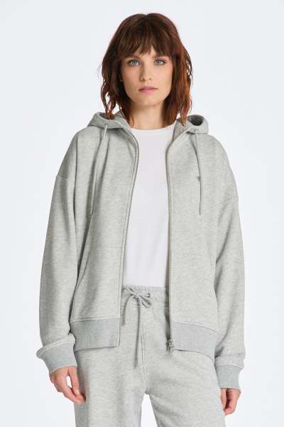 MELEGÍTŐ FELSŐ GANT REL SHIELD ZIP HOODIE LIGHT GREY MELANGE