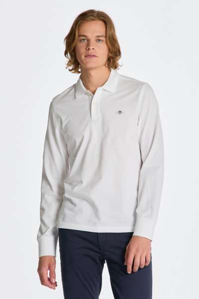 PÓLÓ GANT REG SHIELD LS PIQUE RUGGER WHITE