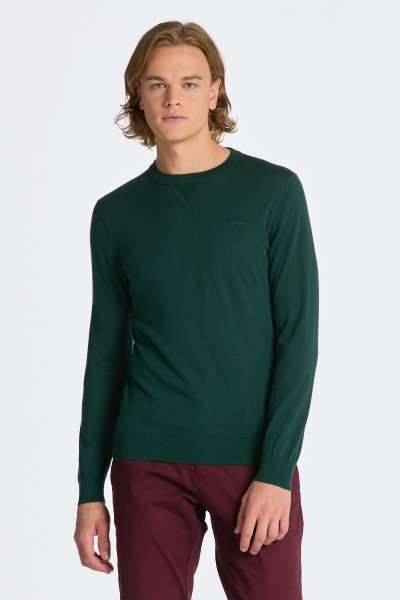 PUÓVER GANT FINE COTTON C-NECK TARTAN GREEN