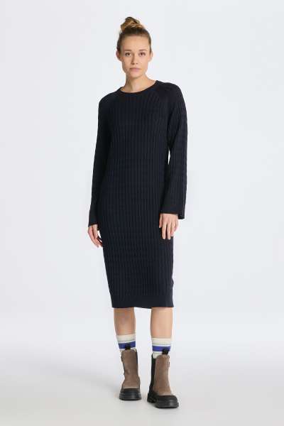 RUHA GANT CABLE C-NECK DRESS EVENING BLUE