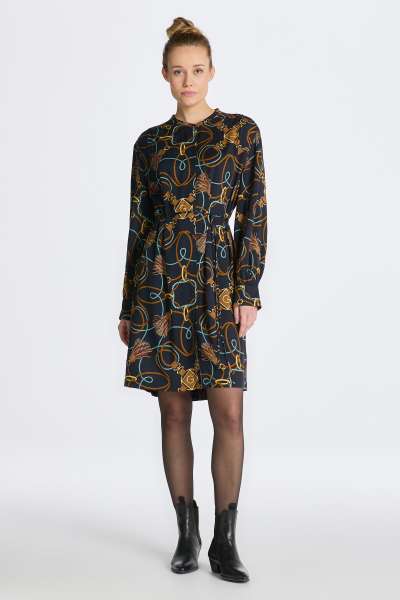 RUHA GANT REL ROPE PRINT SHIRT DRESS EVENING BLUE