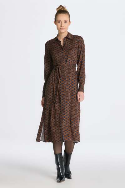 RUHA GANT SLIM GEOMETRIC SHIRT DRESS EVENING BLUE
