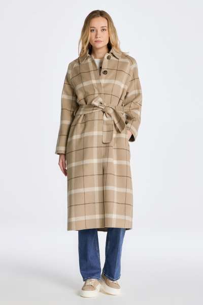KABÁT GANT CHECKED HANDSTITCHED CAR COAT COLD BEIGE