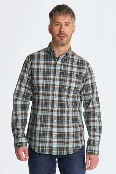 ING GANT REG POPLIN MEDIUM CHECK HIRT RICH BROWN