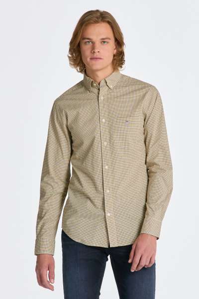 ING GANT REG POPLIN MICRO CHECK HIRT DARK MUTARD YELLOW