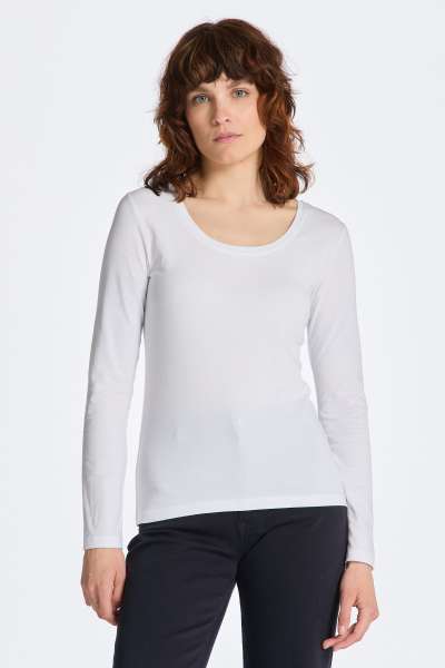 PÓÓ GANT SIM COT/EA S SCOOP NECK TOP WHITE