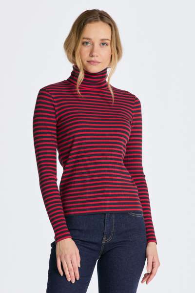 GARBÓ GANT LIM TRIPED RIBBED TURTLENECK RICH RED