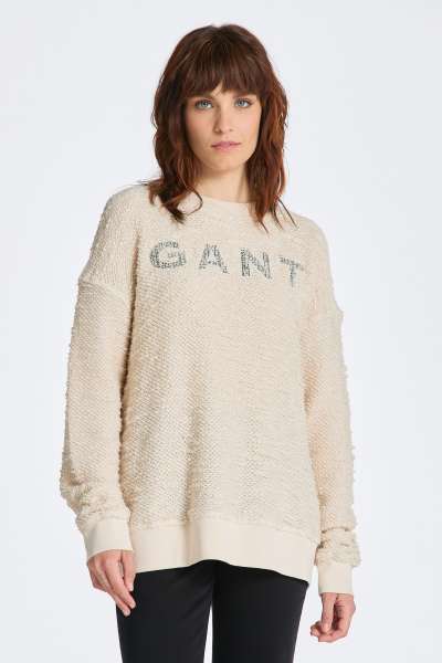 MEEGÍTŐ FESŐ GANT RE BOUCE APPIQUE C-NECK SWEAT EGGSHE