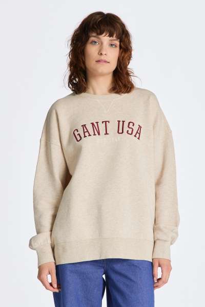 ELEGÍTŐ FELSŐ GANT OVERSIZED USA C-NECK LIGHT BEIGE ELANGE