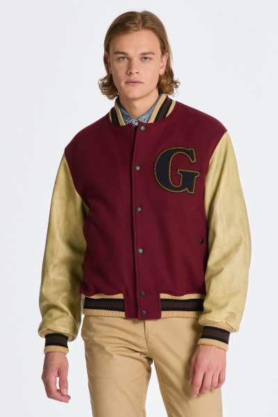 DZSEKI GANT PADDED MIX VARSITY JACKET PUMPED RED