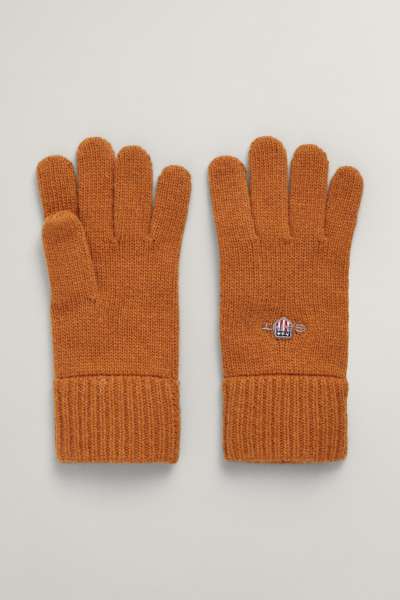 KESZTYŰ GANT SHIELD KNIT GLOVES BURNT SUGAR