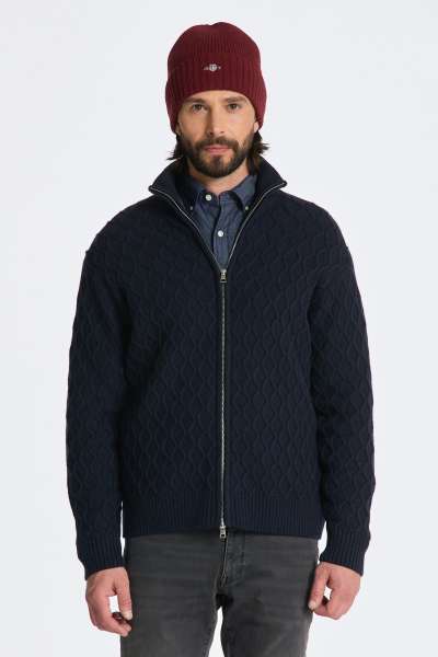 KARDIGÁN GANT CABLE ZIP CARDIGAN EVENING BLUE