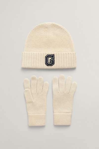 SAPKA ÉS KESZTŰ SZETT GANT G BEANIE & GLOVES GIFT SET CREAM