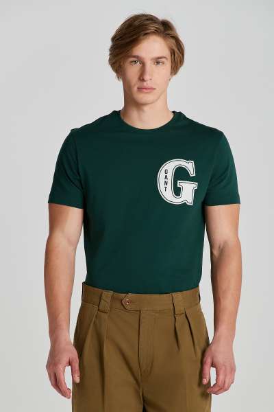 PÓLÓ GANT G GRAPHIC T-HIRT TARTAN GREEN