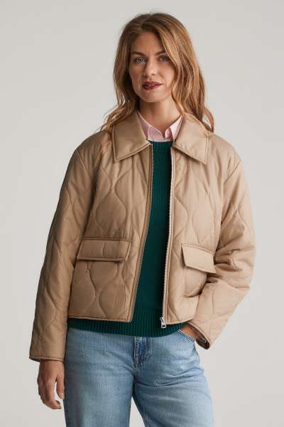 DZEKI GANT QUILTED COLLARED JACKET DARK KHAKI