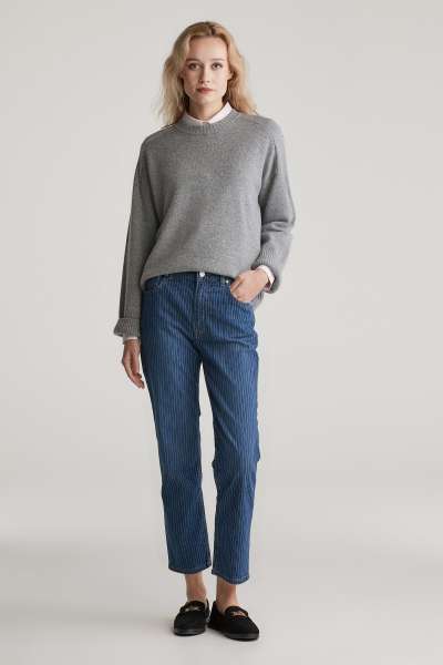 FARMER GANT STRAIGHT CROPPED STRIPED JEANS MID BLUE
