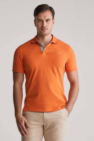 PÓLÓ GANT REG CONTRAST PIQUE SS RUGGER PUMPKIN ORANGE