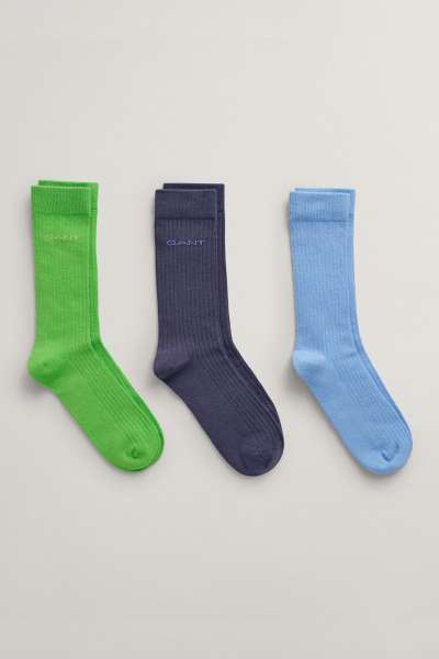 ZOKNI GANT TONAL LOGO RIB SOCKS 3-PACK SLIME GREEN