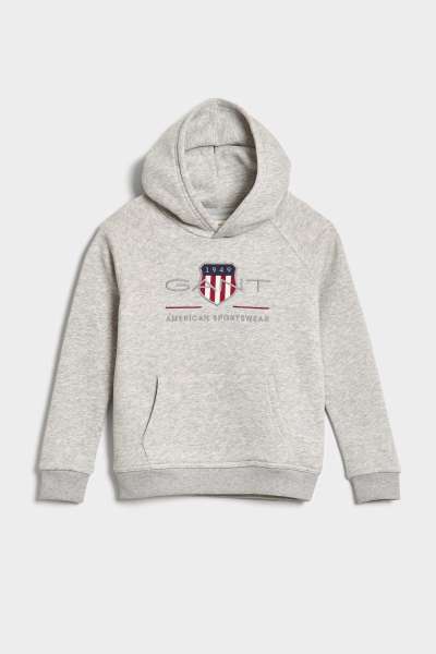 MELEGÍTŐ FELSŐ GANT ARCHIVE SHIELD RAGLAN HOODIE LIGHT GREY MELANGE