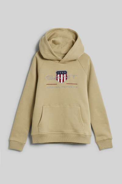 MELEGÍTŐ FELSŐ GANT ARCHIVE SHIELD RAGLAN HOODIE BEIGE GREEN