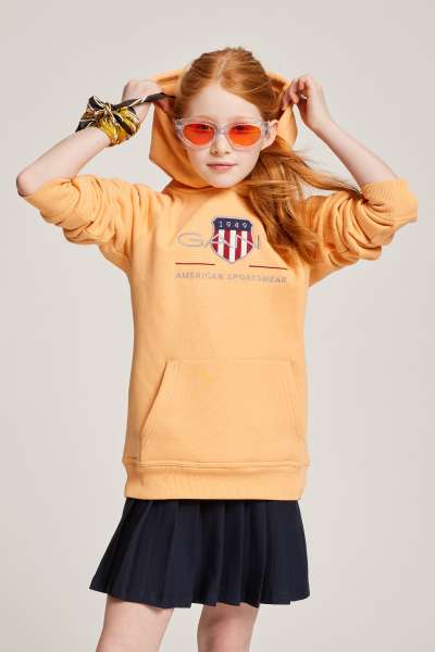 MELEGÍTŐ FELSŐ GANT ARCHIVE SHIELD RAGLAN HOODIE CORAL APRICOT
