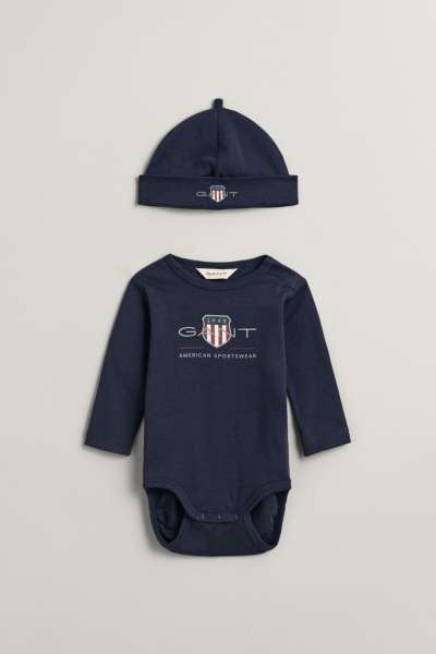 GYEREK SZETT GANT ARCHIVE SHIELD BODY AND BEANIE EVENING BLUE