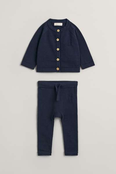 GYEREK SZETT GANT CARDIGAN AND PANT GIFT SET EVENING BLUE