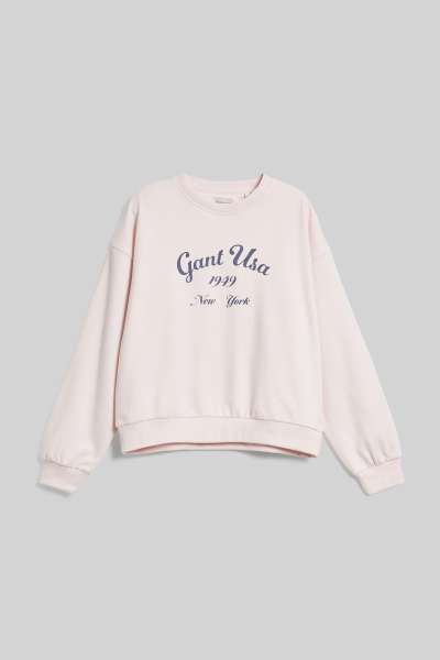 MELEGÍTŐ FELSŐ GANT OVERSIZED SCRIPT LOGO C-NECK CRYSTAL PINK