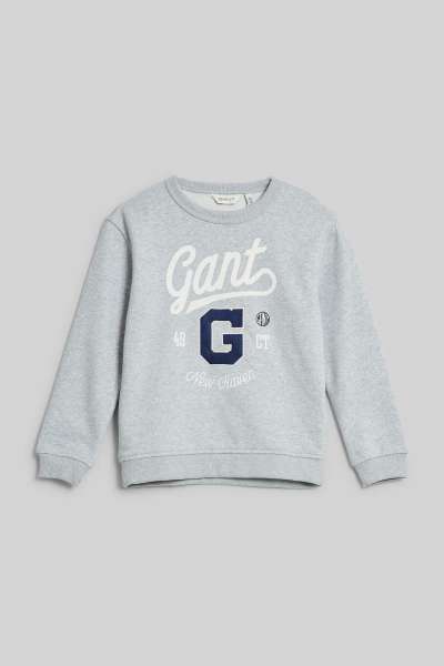 MELEGÍTŐ FELSŐ GANT RELAXED GRAPHIC C-NECK LIGHT GREY MELANGE