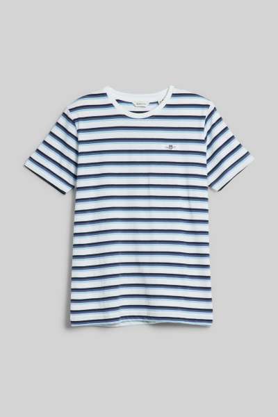 PÓLÓ GANT STRIPED SHIELD T-SHIRT WHITE
