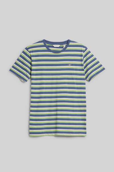 PÓLÓ GANT STRIPED SHIELD T-SHIRT WASHED BLUE