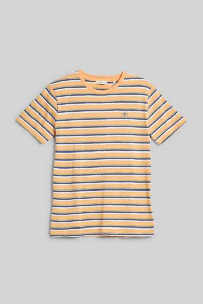 PÓLÓ GANT STRIPED SHIELD T-SHIRT CORAL APRICOT