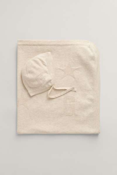 SAPKA ÉS TAKARÓ SZETT GANT BLANKET BEANIE GIFT SET 68 x 78 cm LIGHT BEIGE MELANGE