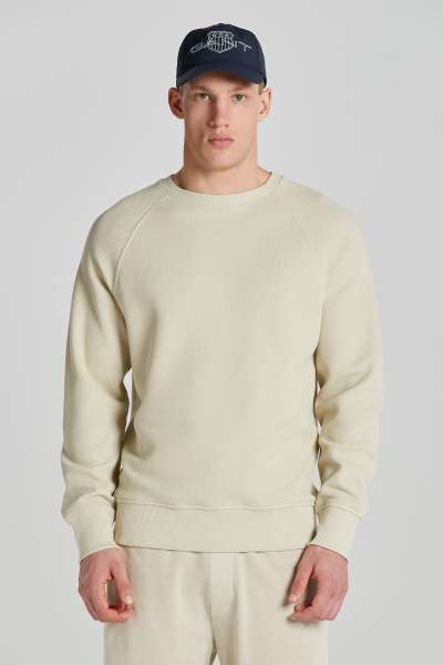 MELEGÍTŐ FELSŐ GANT WAFFLE TEXTURE C-NECK SILKY BEIGE
