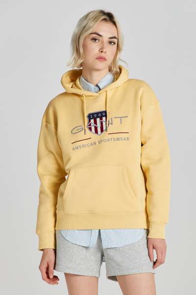 MELEGÍTŐ FELSŐ GANT REL ARCHIVE SHIELD HOODIE DUSTY YELLOW