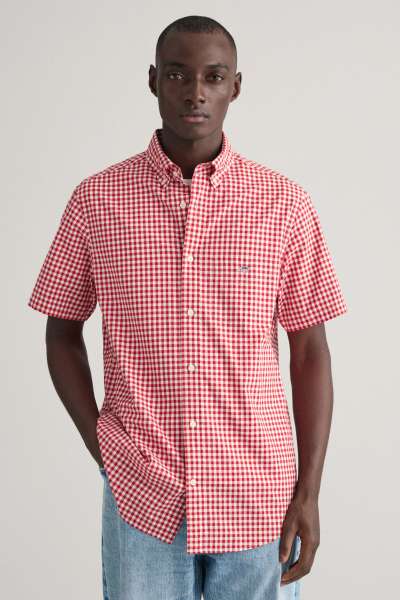 ING GANT REG POPIN GINGHAM SS SHIRT RUBY RED
