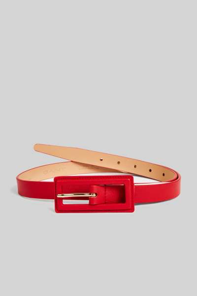 ÖV GANT COVERED BUCKLE LEATHER SLIM BELT BRIGHT RED