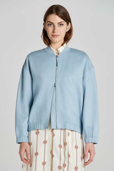DZSEKI GANT LINEN BLEND BOMBER JACKET DOVE BLUE