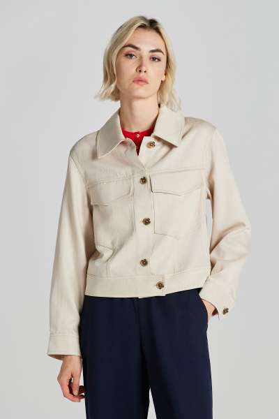 DZEKI GANT CROPPED LINEN BLEND JACKET OFT OAT