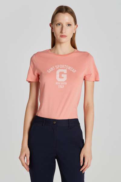 PÓLÓ GANT REG LOGO  T-HIRT PEACHY PINK