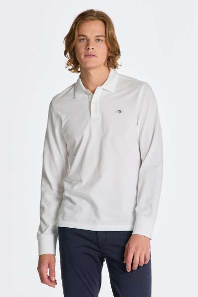 PÓLÓ GANT REG SHIELD LS PIQUE RUGGER WHITE