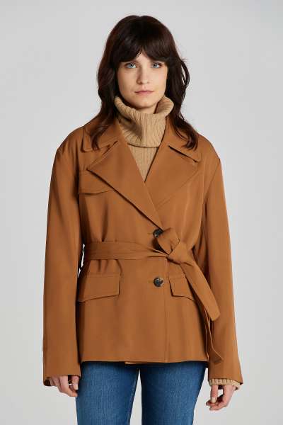 DZEKI GANT FLUID BELTED JACKET ROATED WALNUT