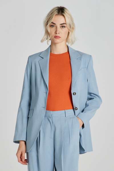 ZAKÓ GANT REG STRETCH LINEN BLAZER DOVE BLUE